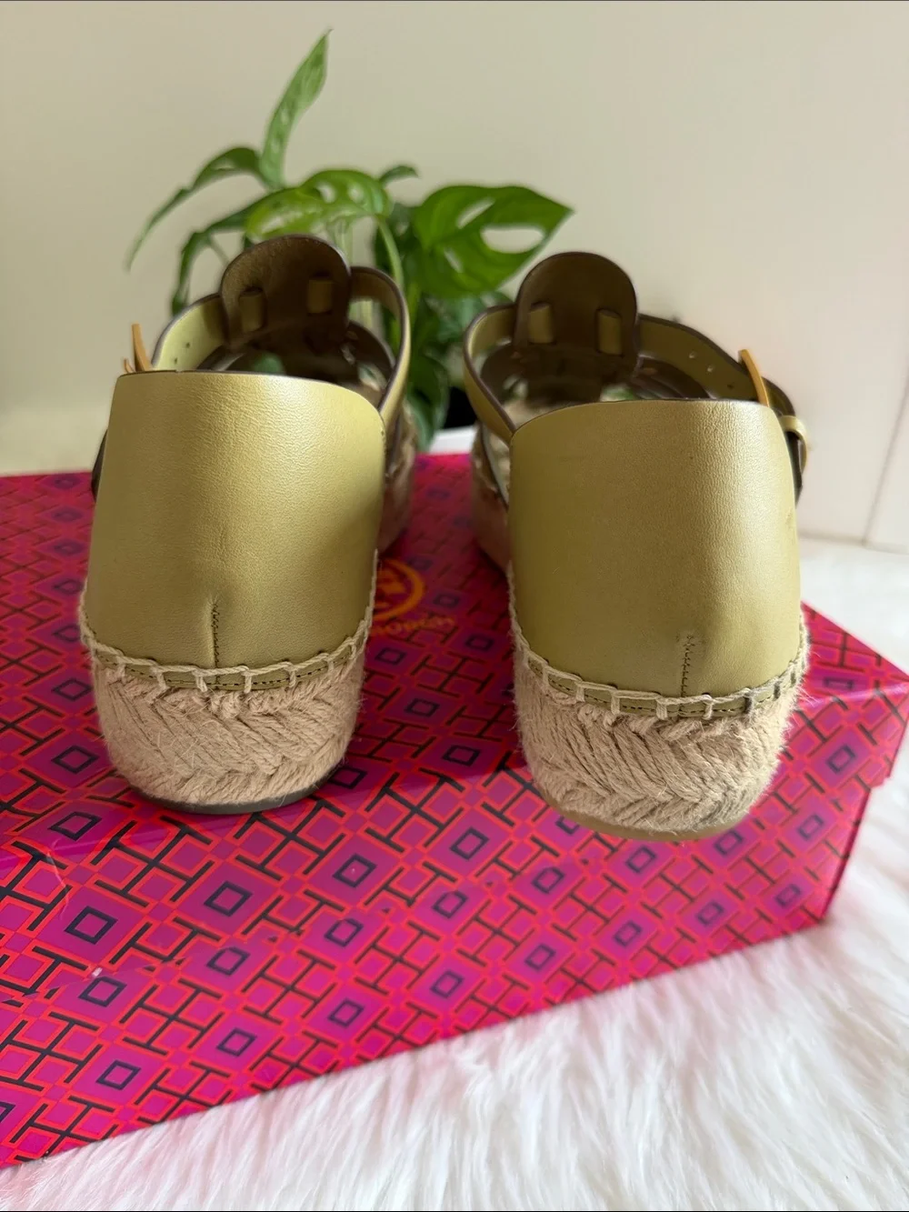 Tory Burch chartreuse leather